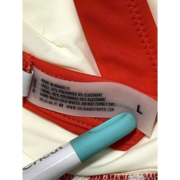 Solid & Striped The Morgan Scoop Neck Bikini Top In Lipstick Red Gingham Large - Picture 3 of 11